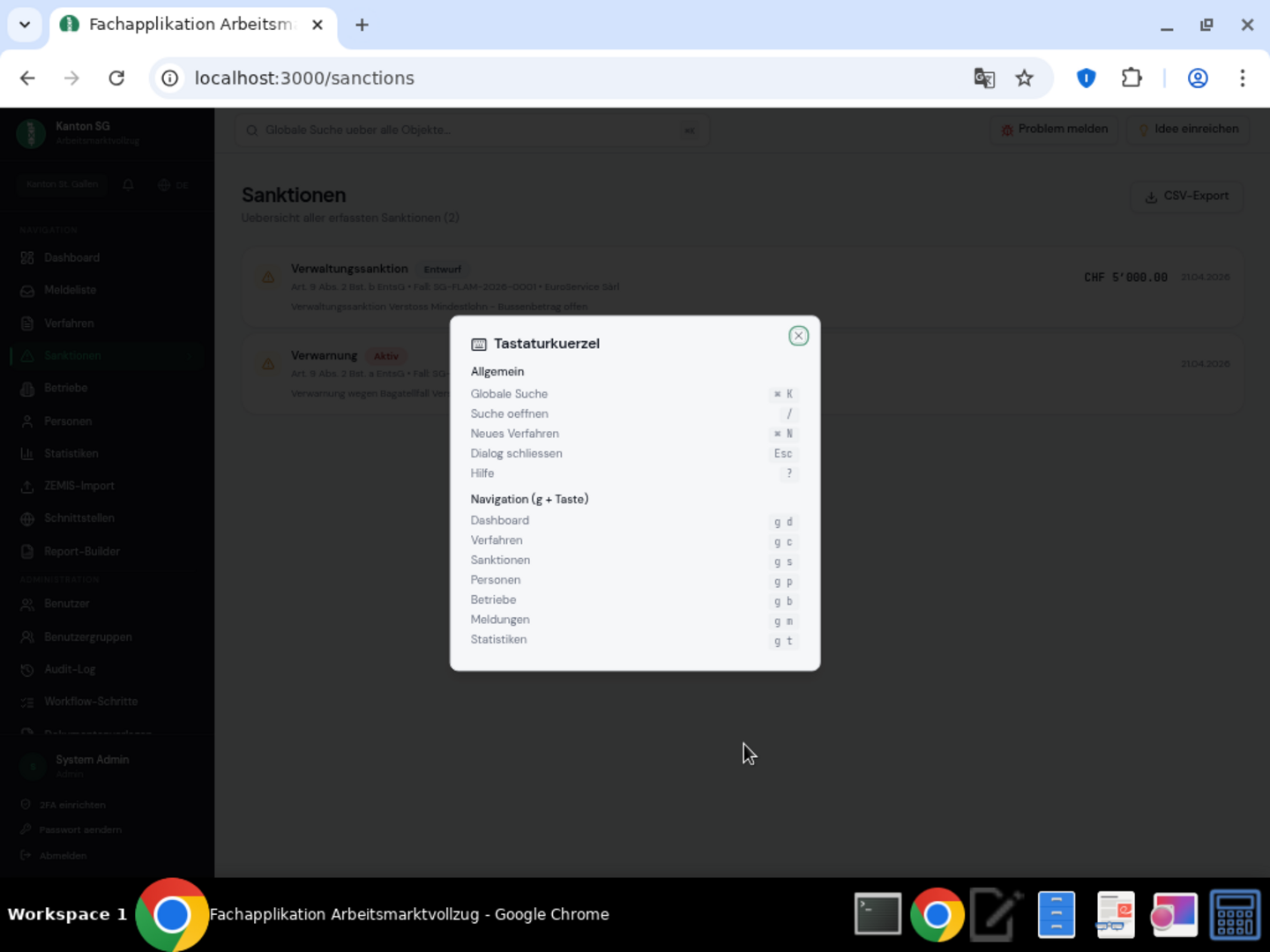Tastaturkürzel-Hilfe — Cheatsheet mit allen Power-User-Shortcuts. Aktivierbar mit ?-Taste — für schnelle Navigation und häufige Aktionen.